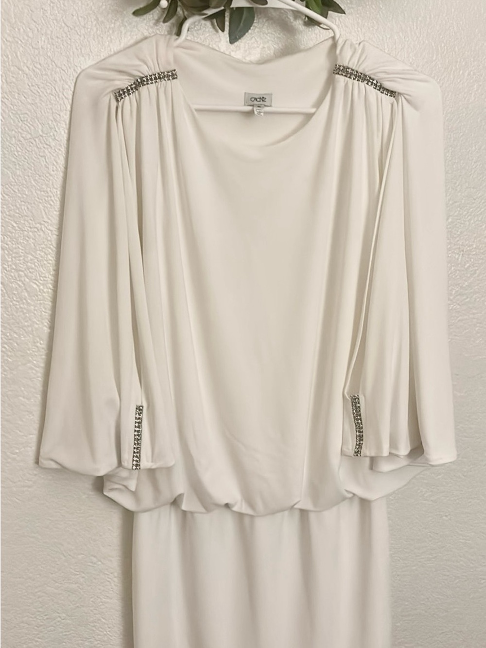 Cache White Beaded Detail Blouson Dress
